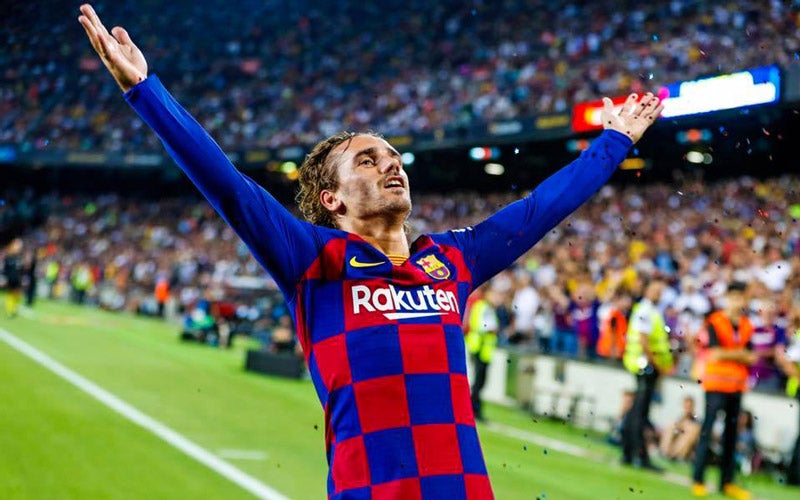 Griezmann celebra una anotación con el Barcelona 