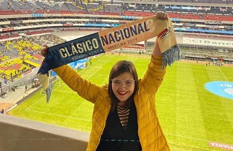 Mishelle, en un partido del América