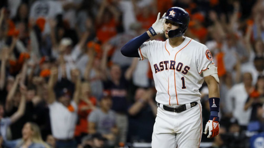 Carlos Correa en el juego 2 de entre Astros y Yankees