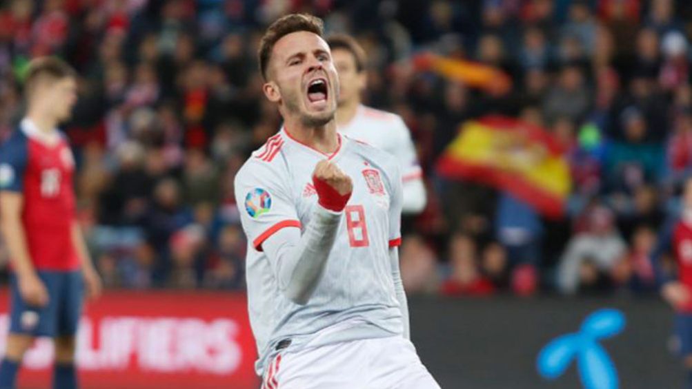 Saúl Ñiguez festeja su gol ante Noruega