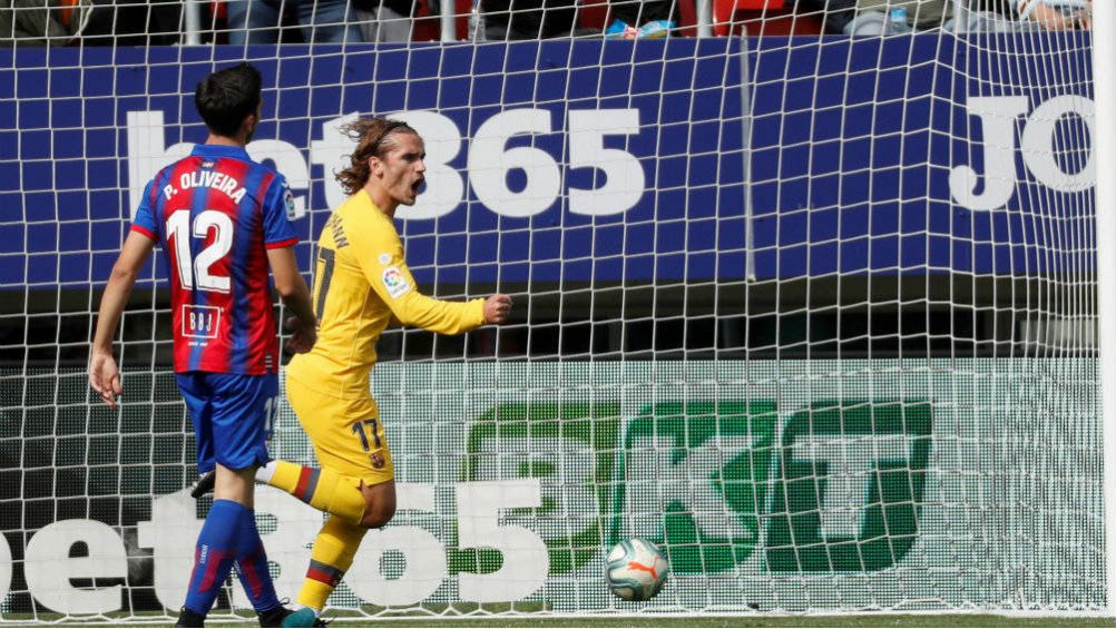 Antoine Griezmann celebrando su anotación con Barcelona 