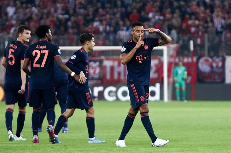 Tolisso festeja su anotación frente al Olympiacos 