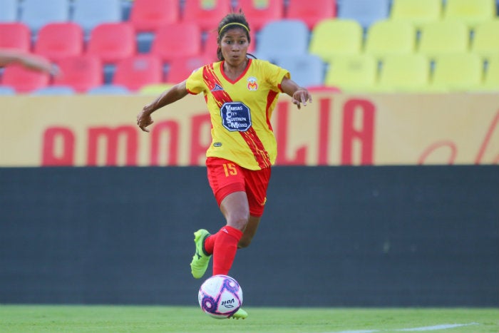 Alejandra Calderón, durante un partido de Morelia