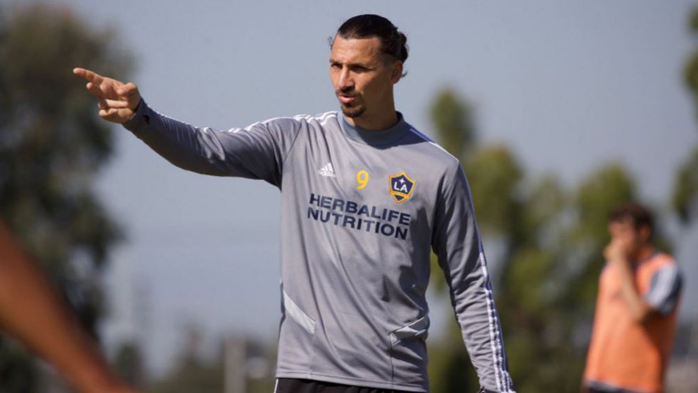 Zlatan Ibrahimovic en un entrenamiento con el Galaxy