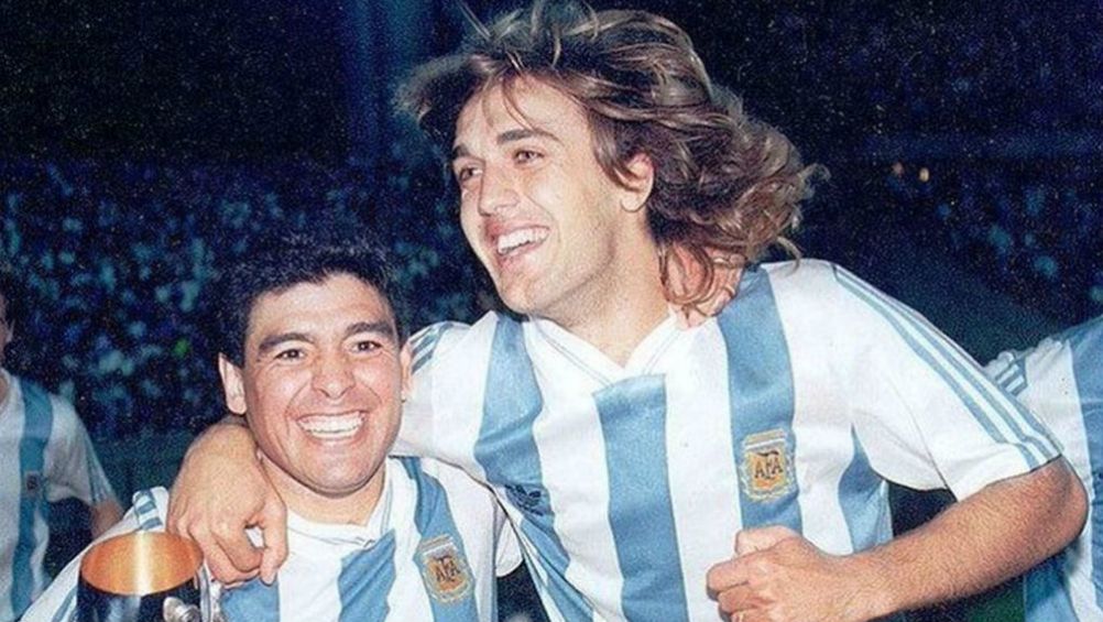 Maradona y Batistuta celebrando