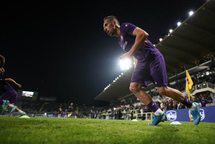 Ribery, en un calentamiento de Fiorentina