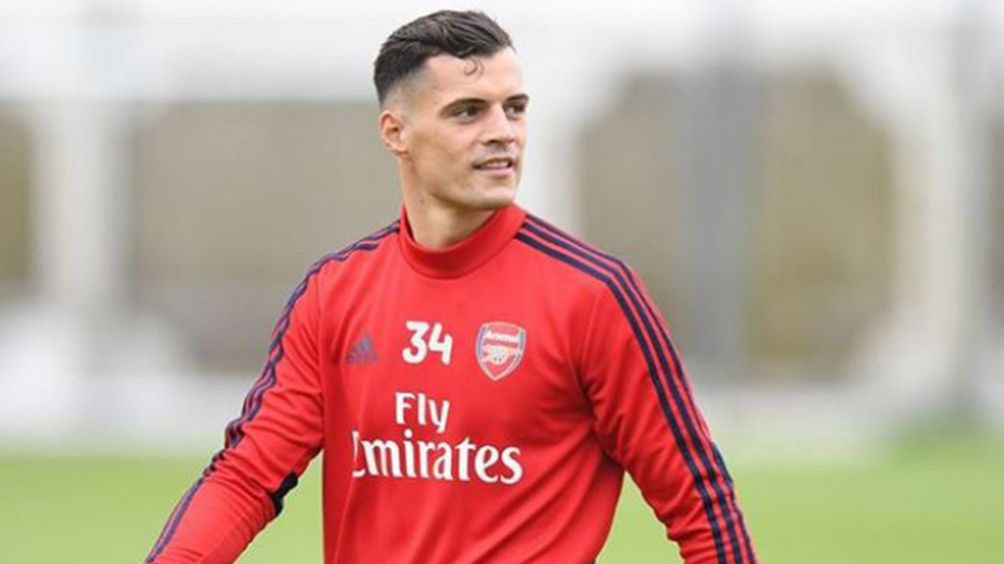 Granit Xhaka en un entrenamiento del Arsenal