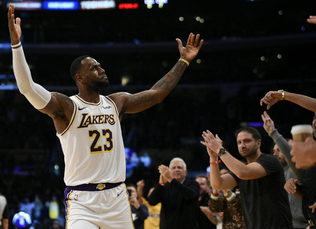 LeBron James,en un partido de los Lakers