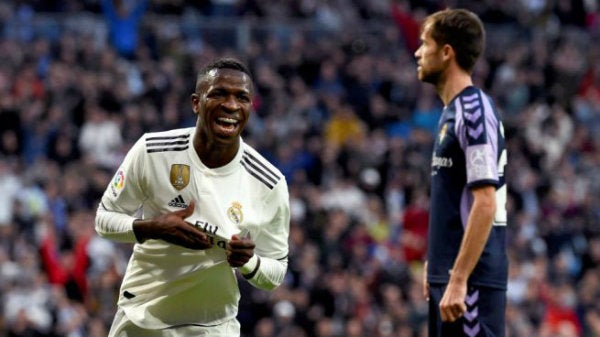 Vinícius Jr celebrando una anotación con Real Madrid