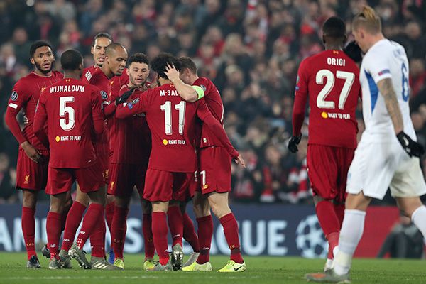 La celebración tras el tanto de  Alex Oxlade-Chamberlain