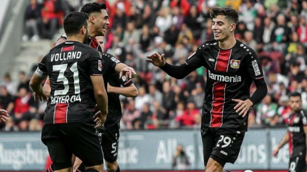 Havertz celebrando un gol con el Bayer