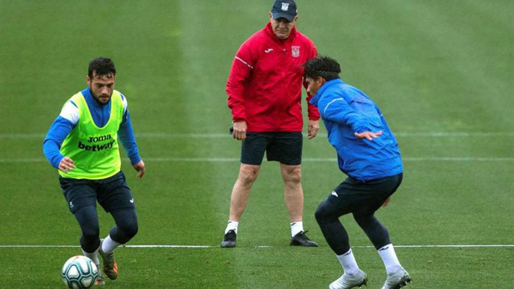 Aguirre en su primer entrenamiento con Leganés