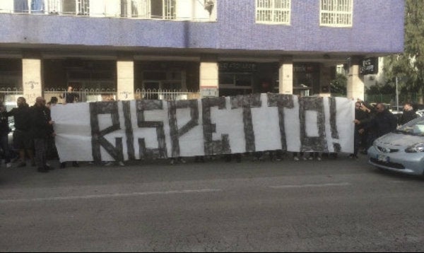 Pancarta de afición del Napoli