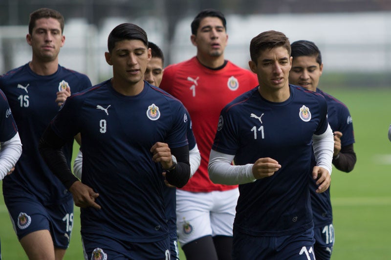 Brizuela y Pulido en un entrenamiento con Chivas