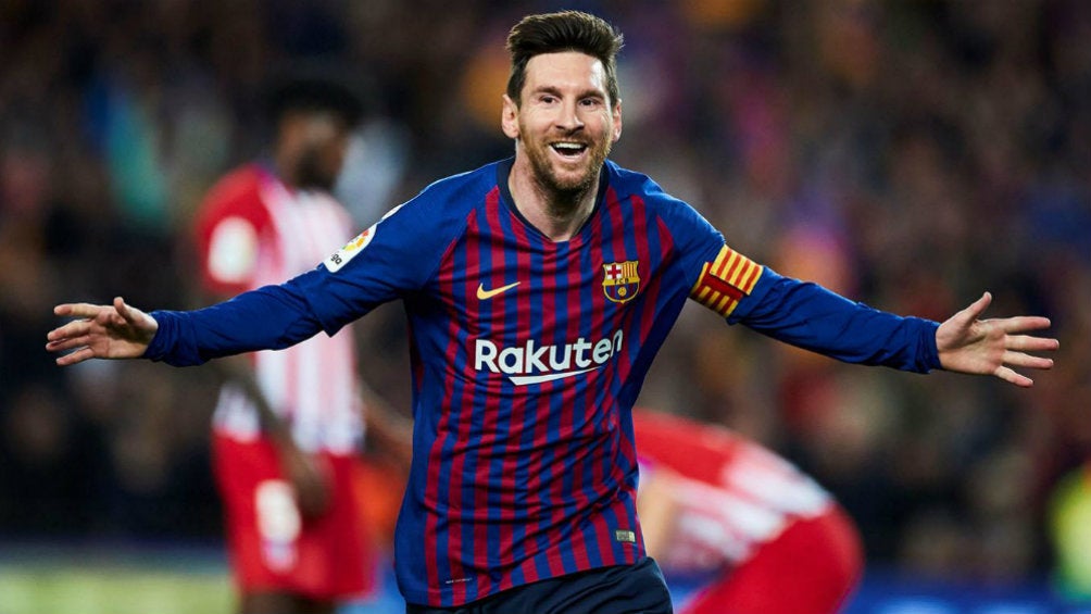 Messi festejando gol con Barcelona