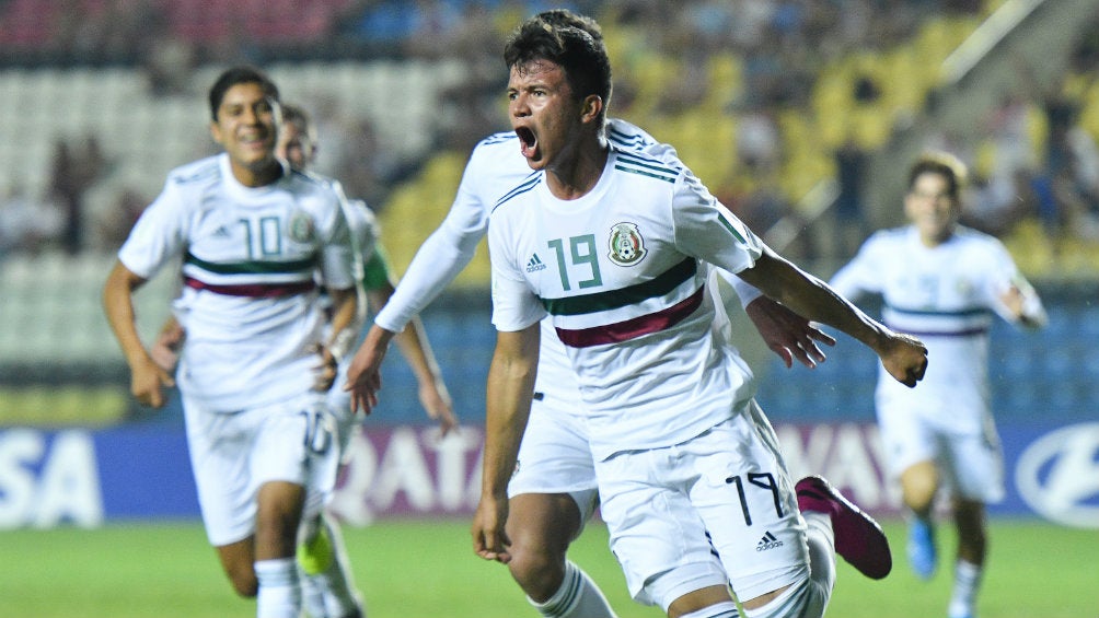 Ali Ávila en festejo, durante juego de Cuartos de Final de la Copa Mundial de la FIFA Sub17