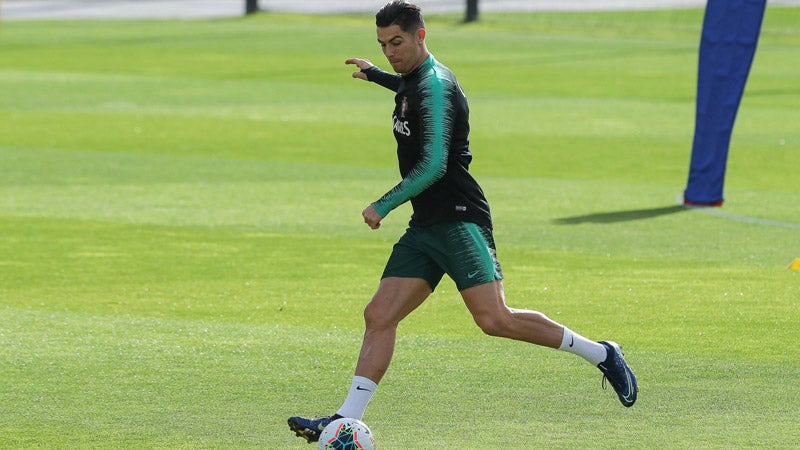 CR7, en una sesión con la selección lusa 