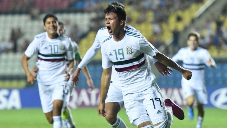 Ali Ávila en festejo, durante juego de CF del Mundial de la FIFA Sub17