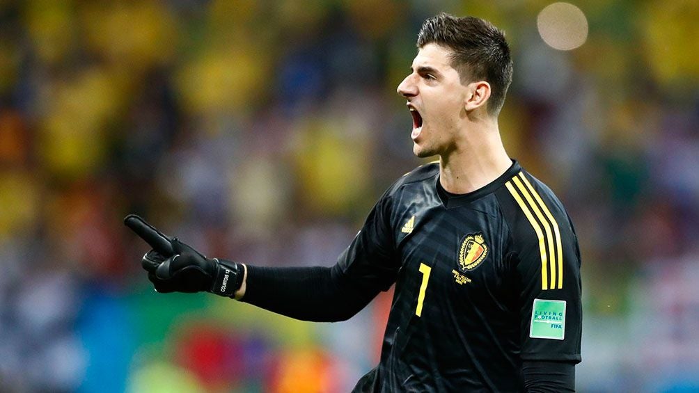 Thibaut Courtois en un partido con Bélgica 