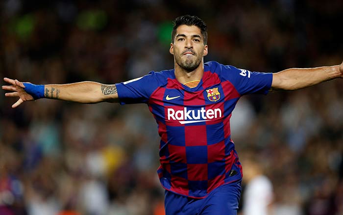 Suárez, en un partido del Barcelona