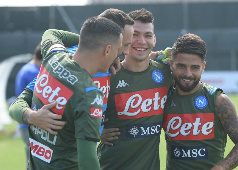 Jugadores del Nápoles en entrenamiento