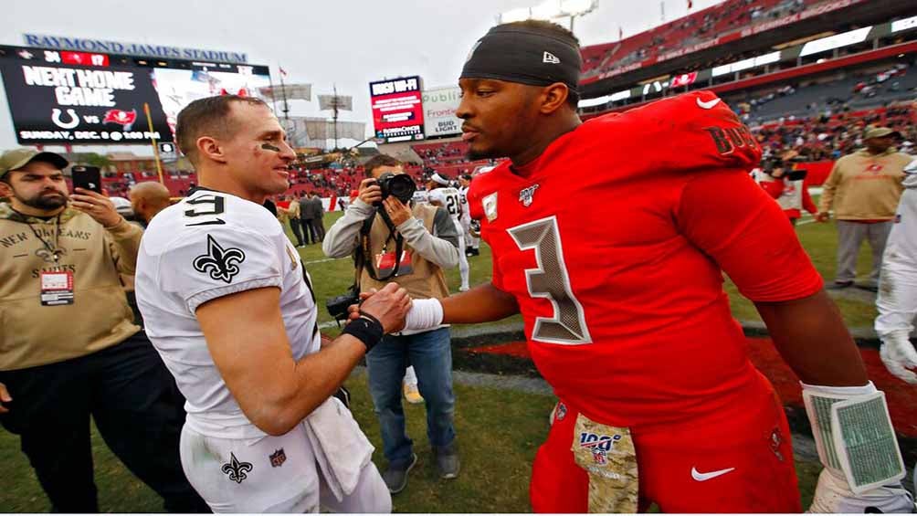 Brees y Winston al finalizar el juego