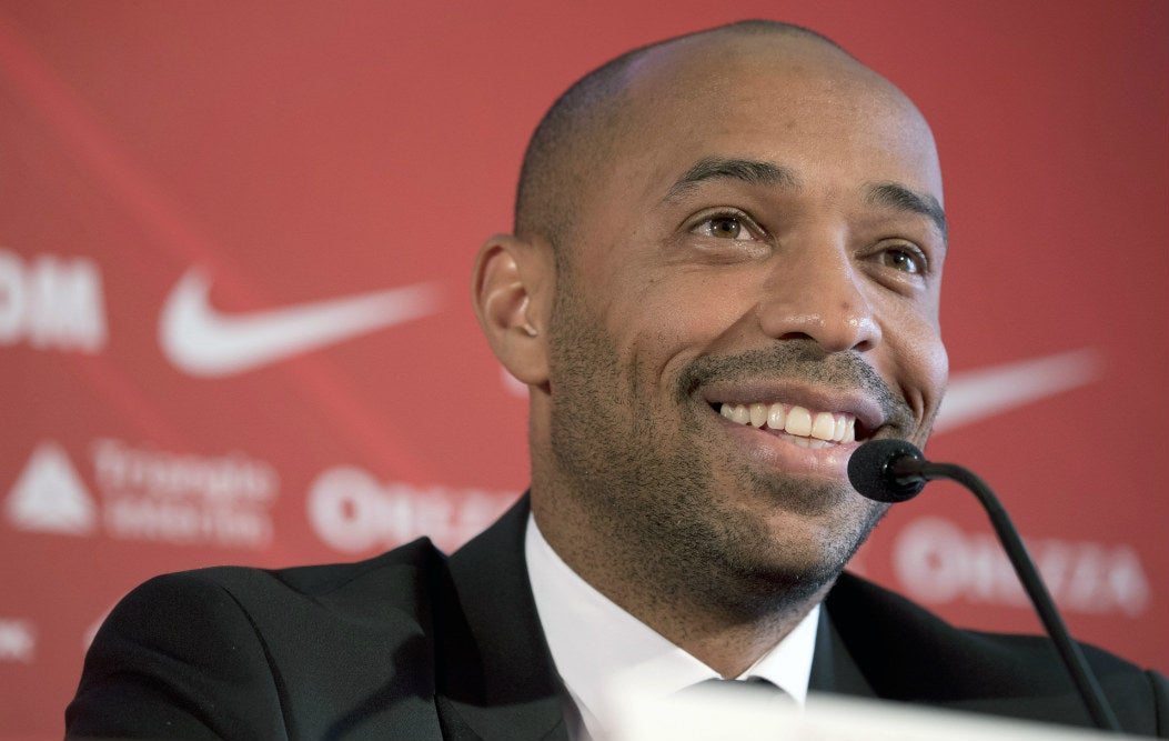 Thierry Henry en su presentación con Mónaco