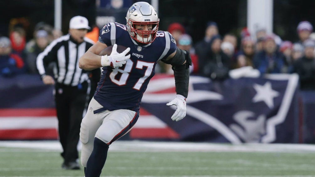 Rob Gronkowski durante un juego de los Patriotas