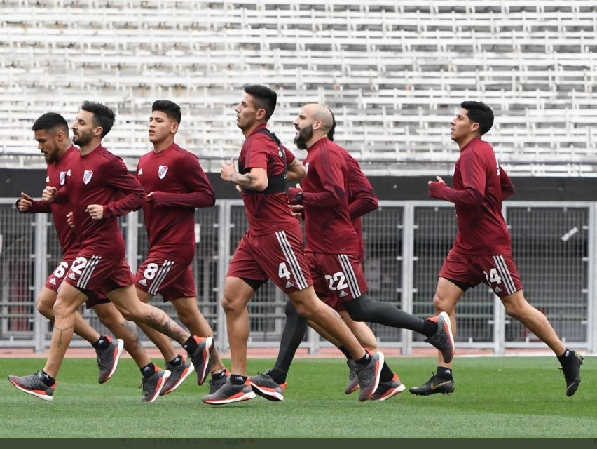 Jugadores de River Plate en un entrenamiento