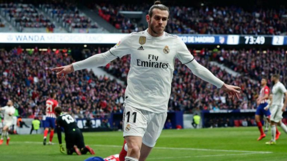 Gareth Bale festeja un gol con el Real Madrid