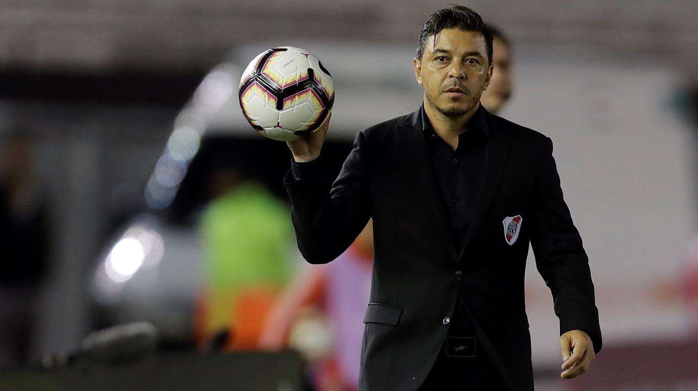 Gallardo durante un partido de River