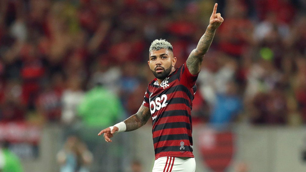 Gabriel Barbosa festejando la Copa Libertadores