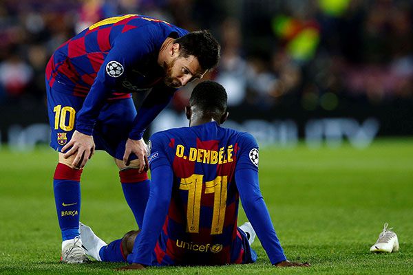 Ousmane Dembélé al momento de la lesión 