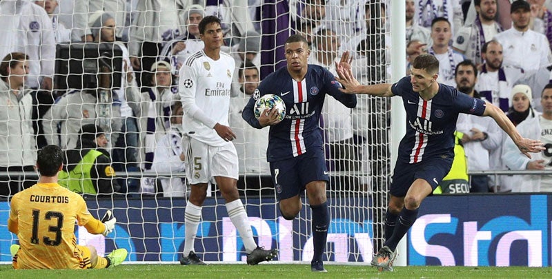 Mbappé celebra una anotación contra el Real Madrid 