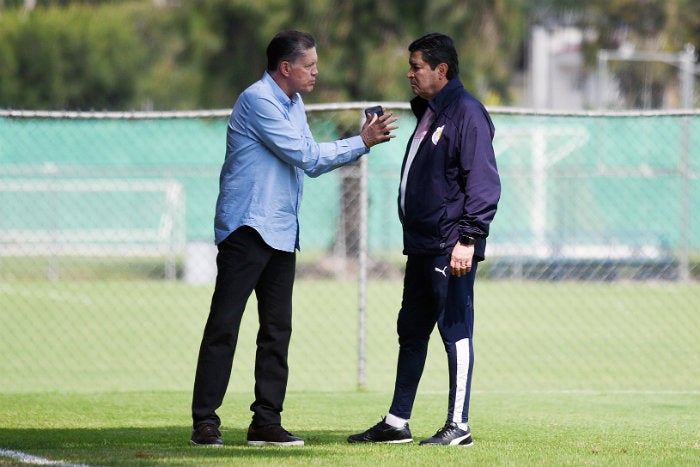 Peláez y Tena, en un entrenamiento