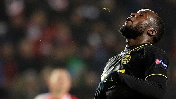 Romelu Lukaku en el partido de Inter de Milán