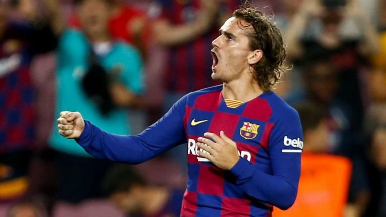 Griezmann festeja un gol con el Barcelona