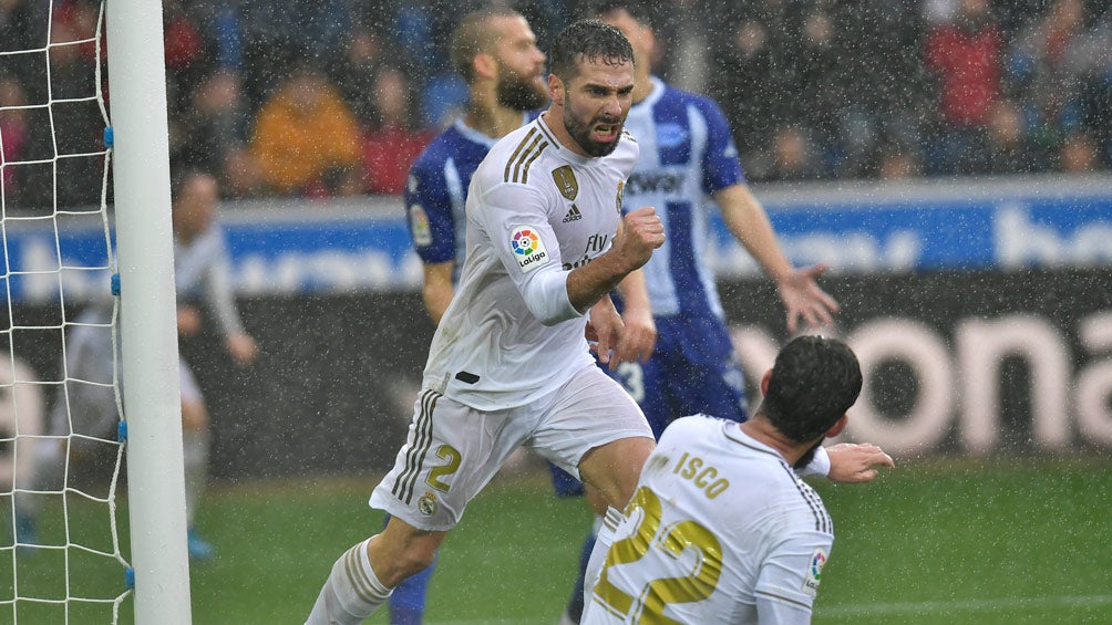 Dani Carvajal celebra su anotación vs Alavés 