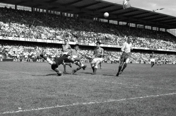 Antonio Carbajal, Jorge Romo, Jose Villegas  y Jesus Del Muro en acción del Mundial de 1958