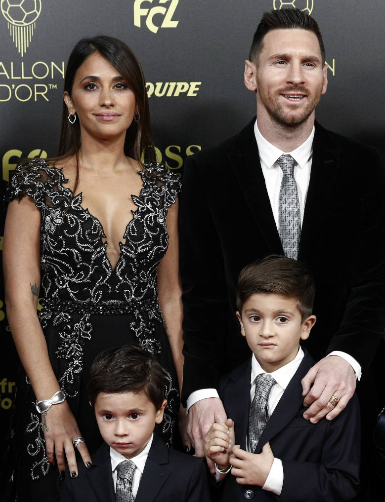 Lionel Messi y su familia en la gala del Balón de Oro