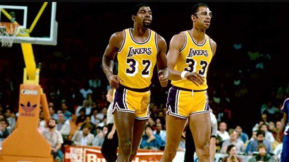  Magic Johnson, Kareem Abdul-Jabbar con los Lakers