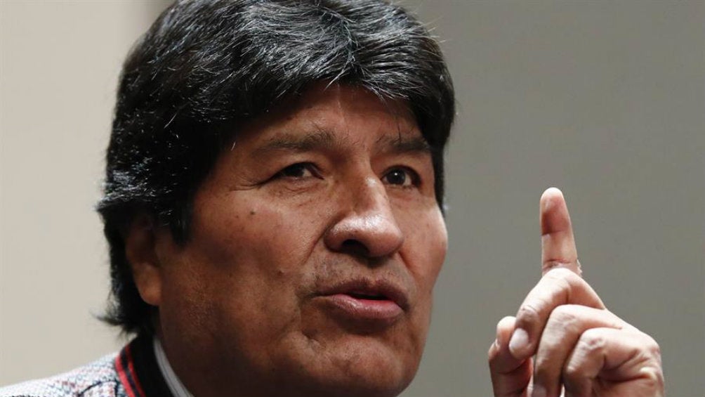 Evo Morales durante un discurso en México