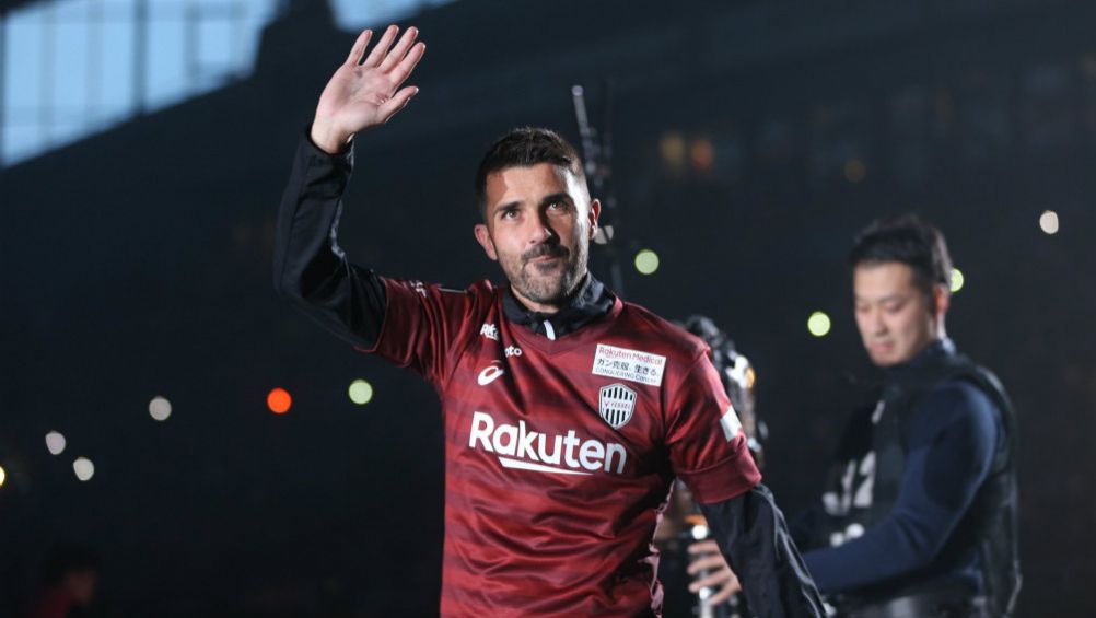 David Villa, durante homenaje con  Vissel Kobe