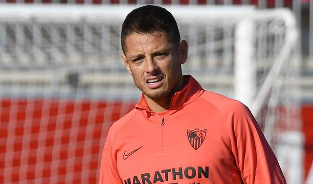 Hernández, en un entrenamiento del Sevilla