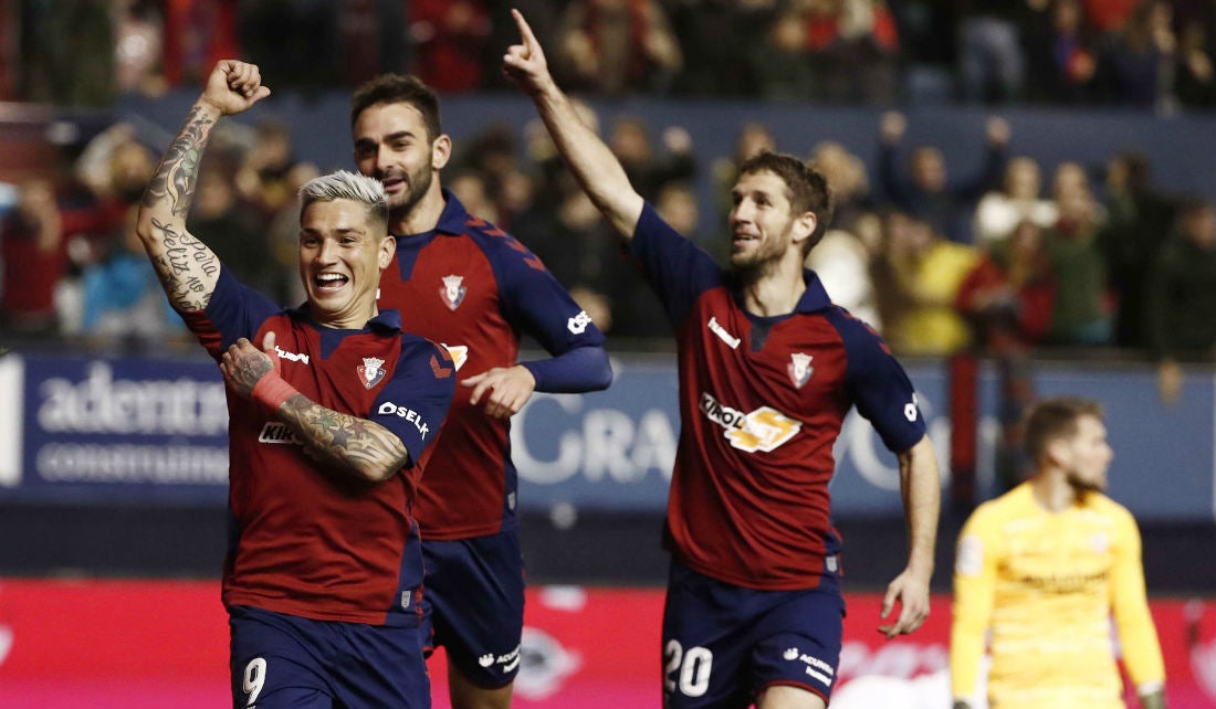 Jugadores del Osasuna celebrando un gol