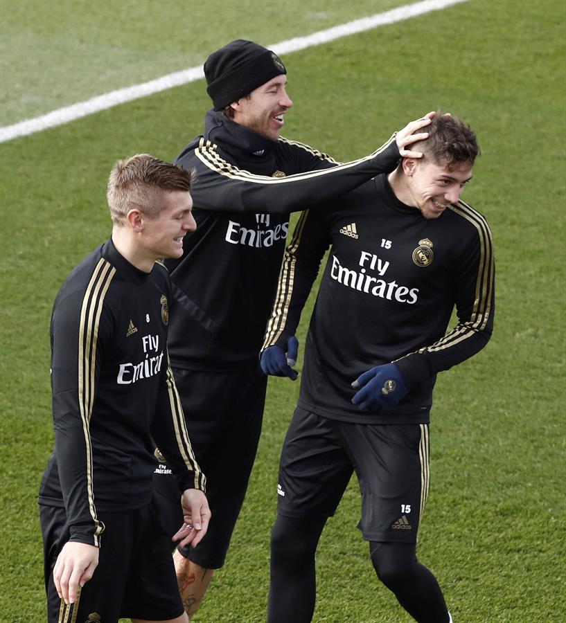 Ramos y Kroos, durante una práctica del Madrid