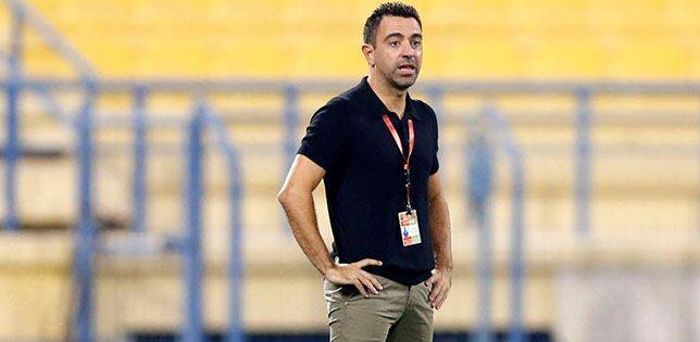 Xavi, en un entrenamiento del Al Sadd