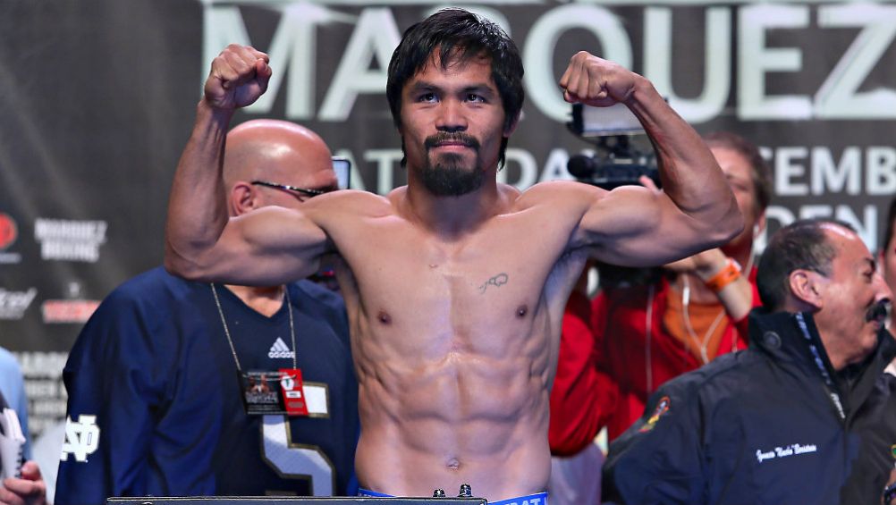 Pacquiao, durante un pesaje