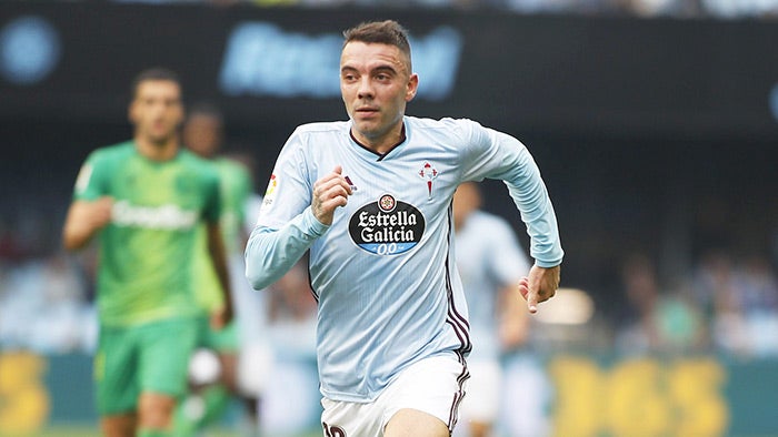 Aspas, en un partido del Celta