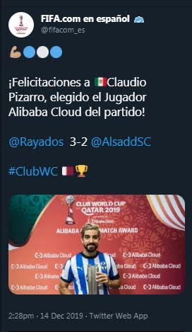 El tweet de la cuenta de FIFA en español 